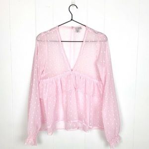 Asos pink sheer ruffle top